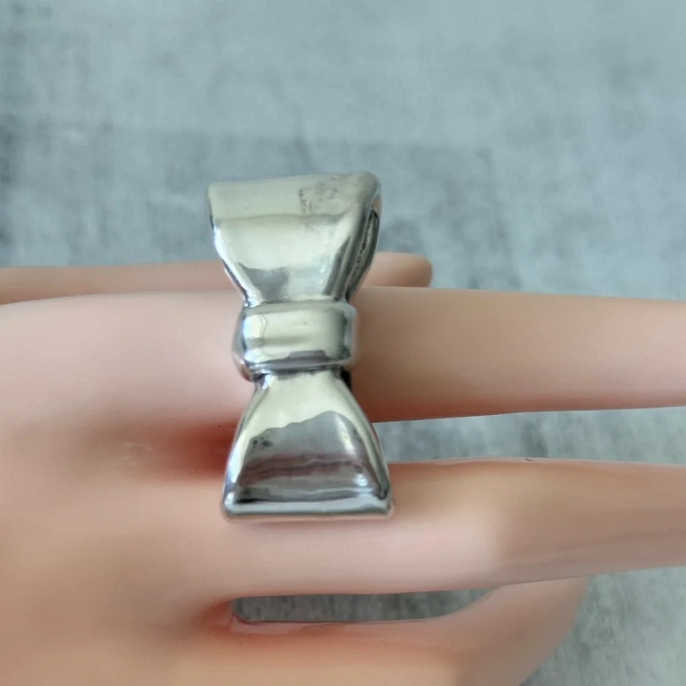 E&L Israel Sterling Silver Electroform Bow Ring Sz.9